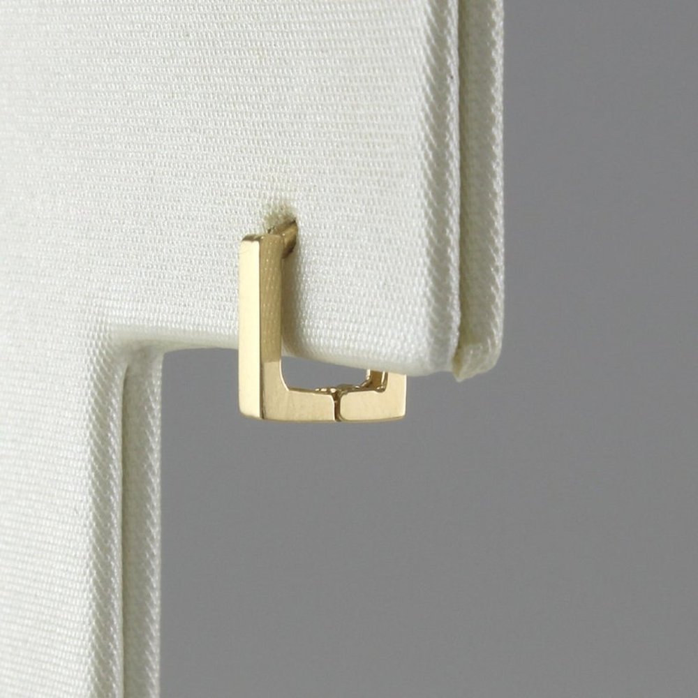 14K Gold Small Square Huggie Hinged Hoop Earring